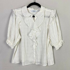 Los Angeles Atelier & Other Stories Ivory Button Up Shirt Ruffle 3/4 Sleeves 4